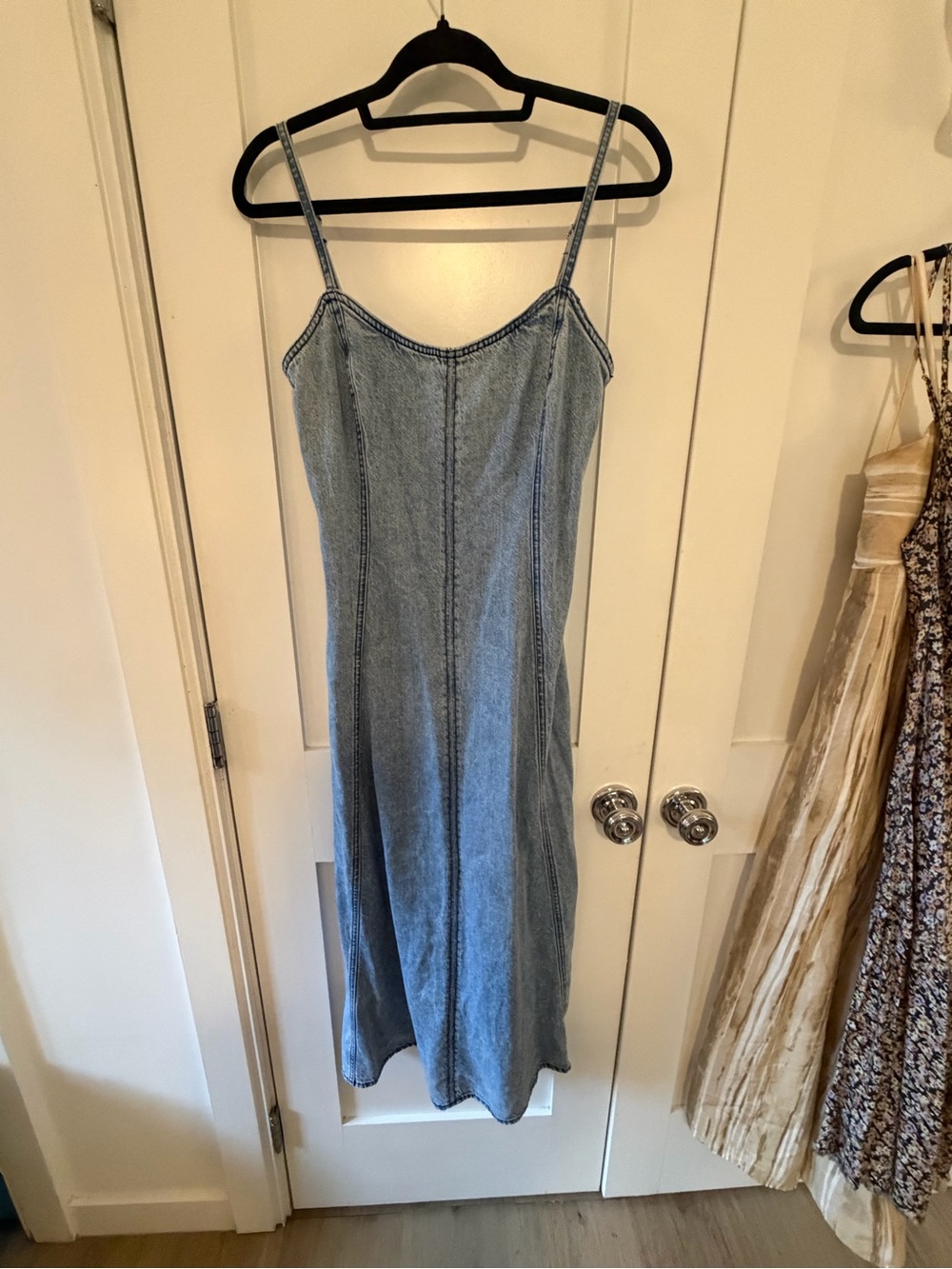 rag & bone Light Wash Denim Midi Slip Dress